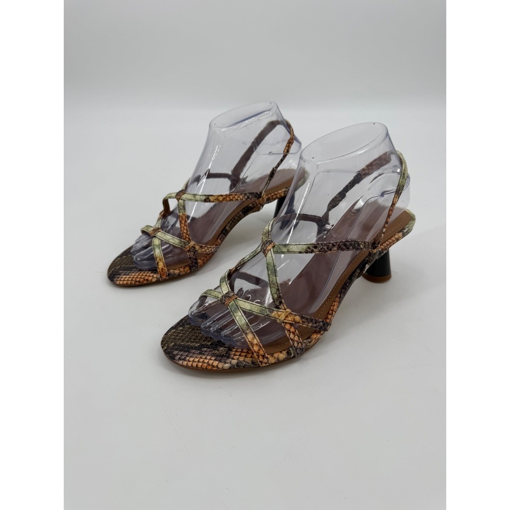 Who‎ What Wear Womens Snakeskin Print Strappy Slingback Kitten Heels Size 7